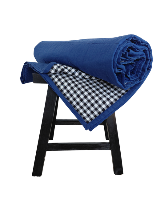 Quilt - Dark Cobalt with Gingham